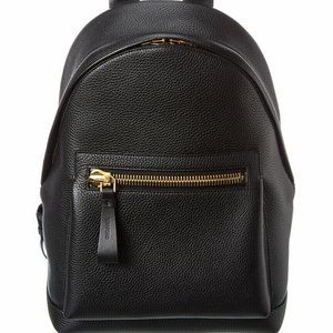 Tom Ford Men’s “Buckley” Black Grain Leather Backpack; NEW